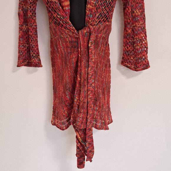 Neslay Paris Multi Colored Knit Front Tie Sweater Misses Size Misses S/M - Picture 4 of 13